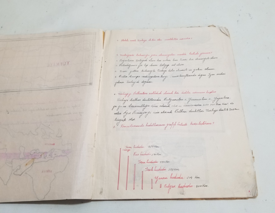 1940LARDAN ANTİKA BOL ÇİZİMLİ COĞRAFYA DEFTERİ