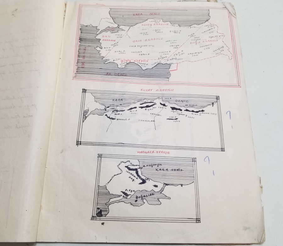 1940LARDAN ANTİKA BOL ÇİZİMLİ COĞRAFYA DEFTERİ