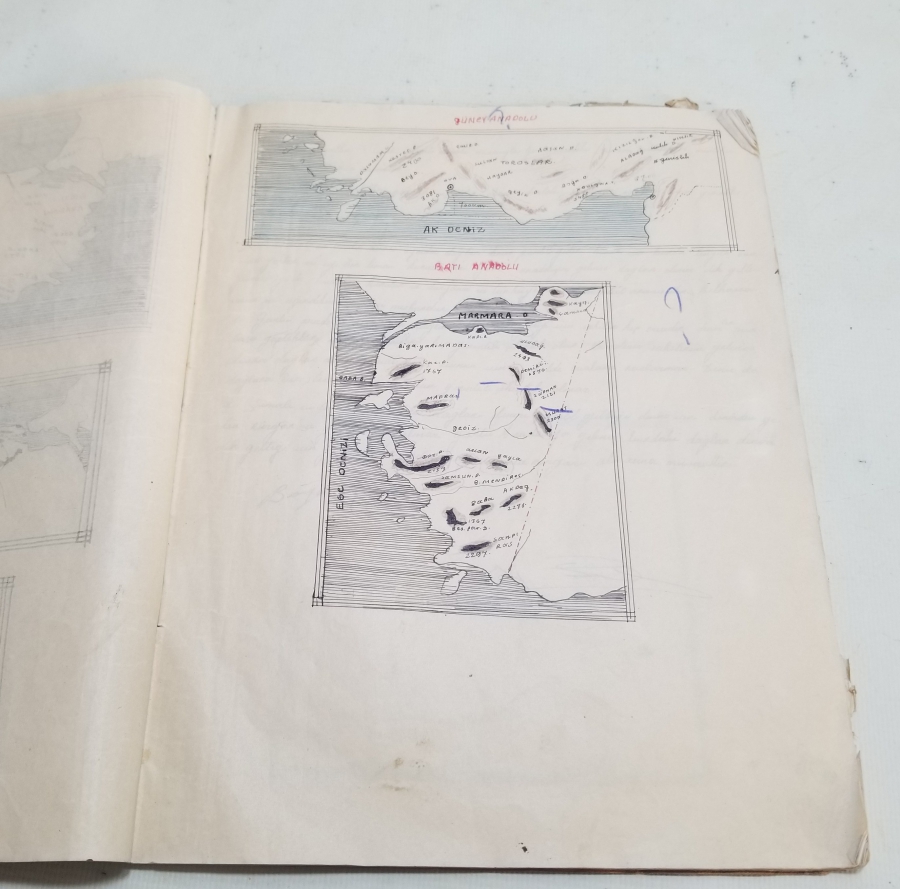 1940LARDAN ANTİKA BOL ÇİZİMLİ COĞRAFYA DEFTERİ