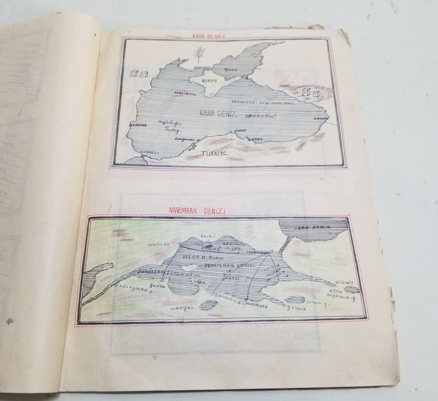 1940LARDAN ANTİKA BOL ÇİZİMLİ COĞRAFYA DEFTERİ