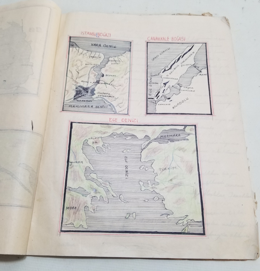 1940LARDAN ANTİKA BOL ÇİZİMLİ COĞRAFYA DEFTERİ