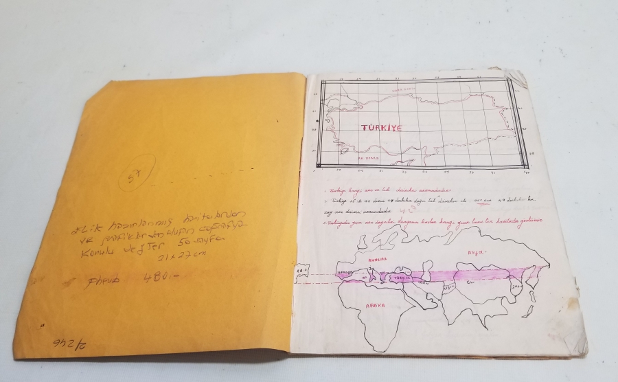 1940LARDAN ANTİKA BOL ÇİZİMLİ COĞRAFYA DEFTERİ