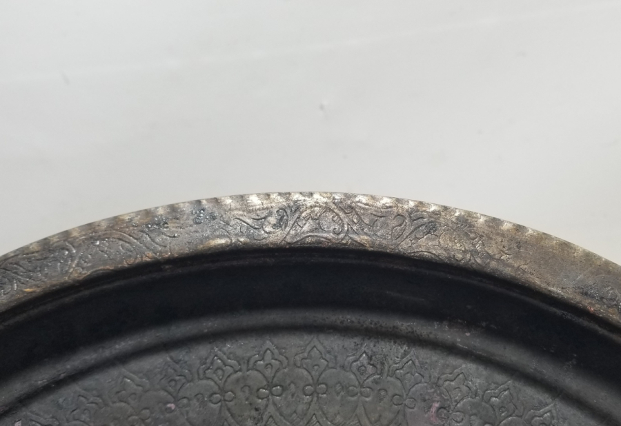 ÜZERİ AYETLERLE DEKORLU ANTİKA KAHVE TEPSİSİ