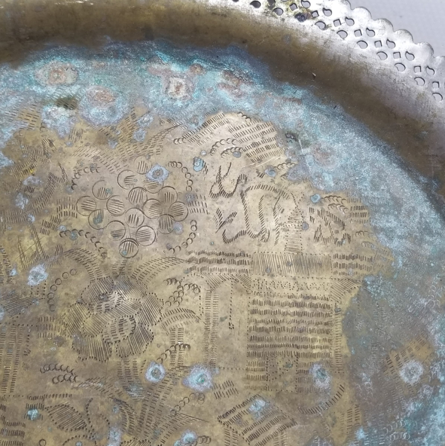 KALEM İŞÇİLİKLİ HAC HATIRASI ANTİKA TEPSİ