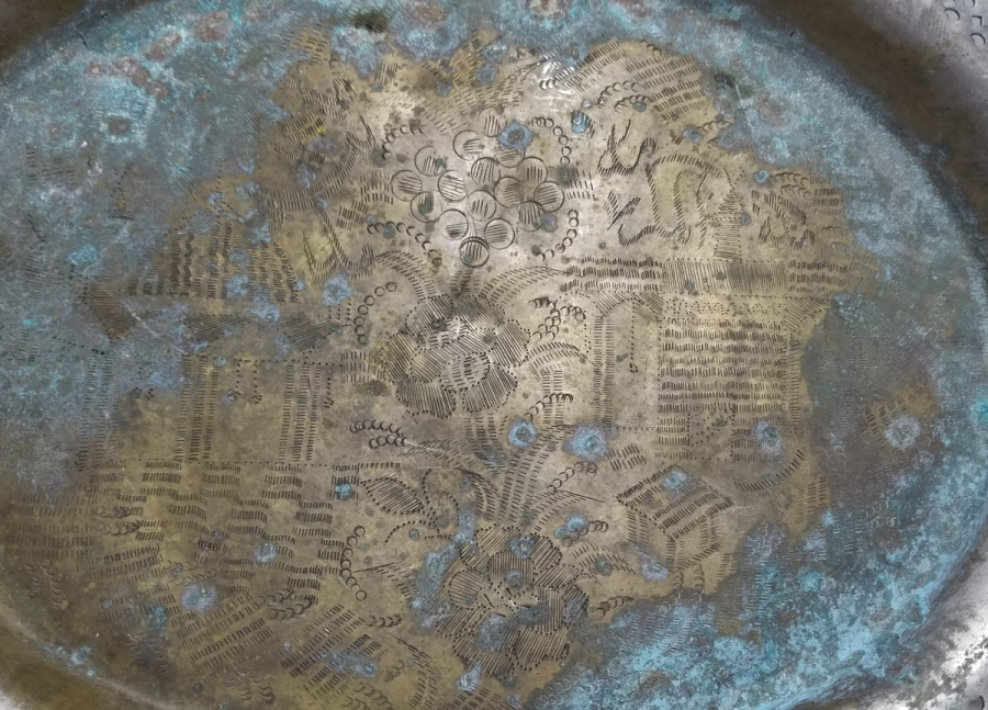 KALEM İŞÇİLİKLİ HAC HATIRASI ANTİKA TEPSİ