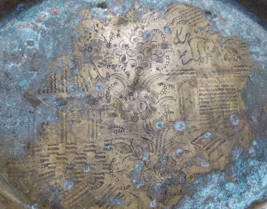 KALEM İŞÇİLİKLİ HAC HATIRASI ANTİKA TEPSİ