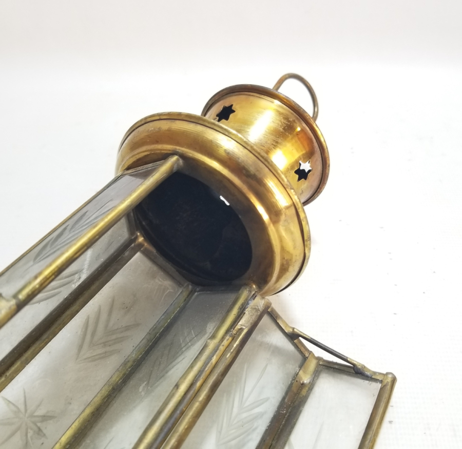 OSMANLI DÖNEMİ KRİSTAL CAMLI ANTİKA EL MUMLUĞU