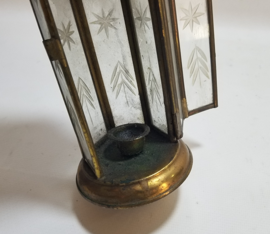 OSMANLI DÖNEMİ KRİSTAL CAMLI ANTİKA EL MUMLUĞU