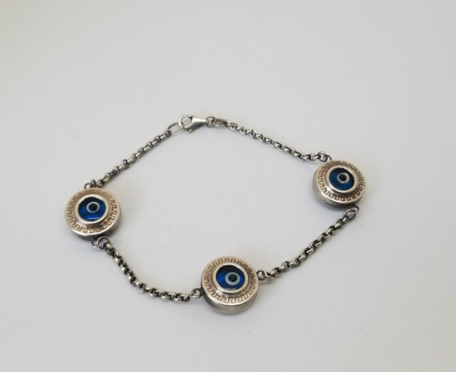 NAZAR BONCUKLU ÖZEL YAPIM GÜMÜŞ BİLEKLİK