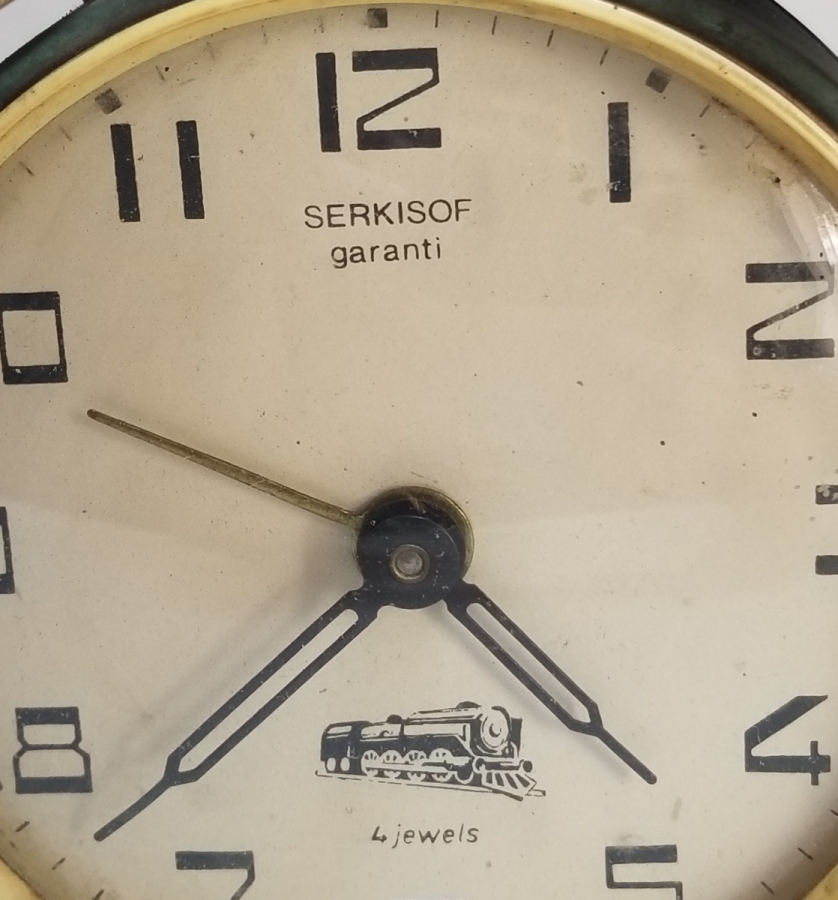 ANTİKA SERKİSOF MARKA KURMALI MASA SAATİ VE KABI