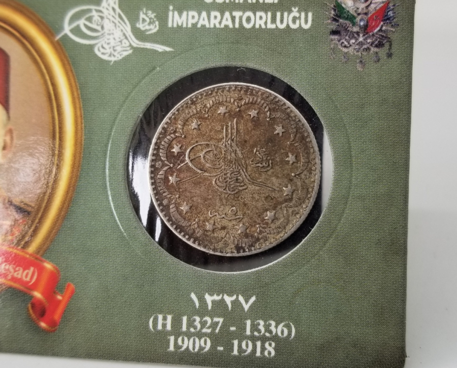 KOLEKSİYONLUK SULTAN MEHMET REŞAT HAN DÖNEMİ GÜMÜŞ 5 KURUŞ MECİDİYE