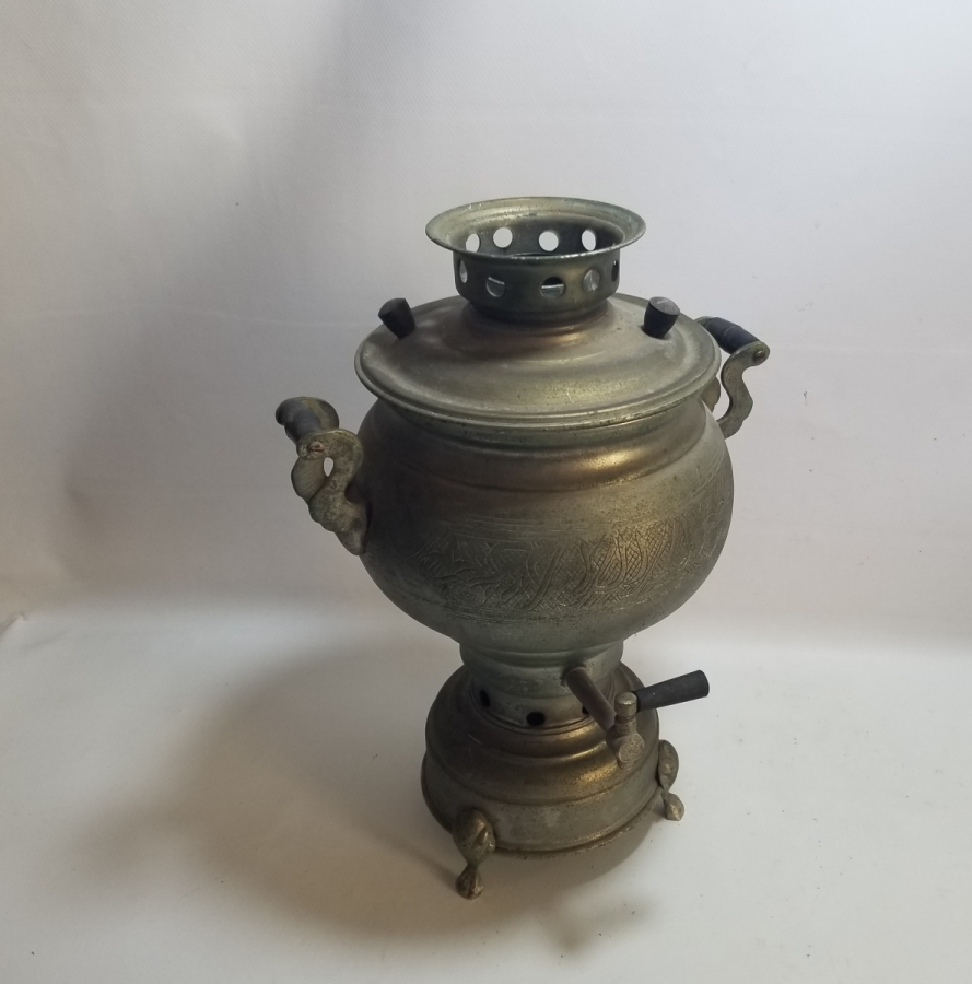 ÜZERİ AYETLERLE DEKORLU ANTİKA SEMAVER