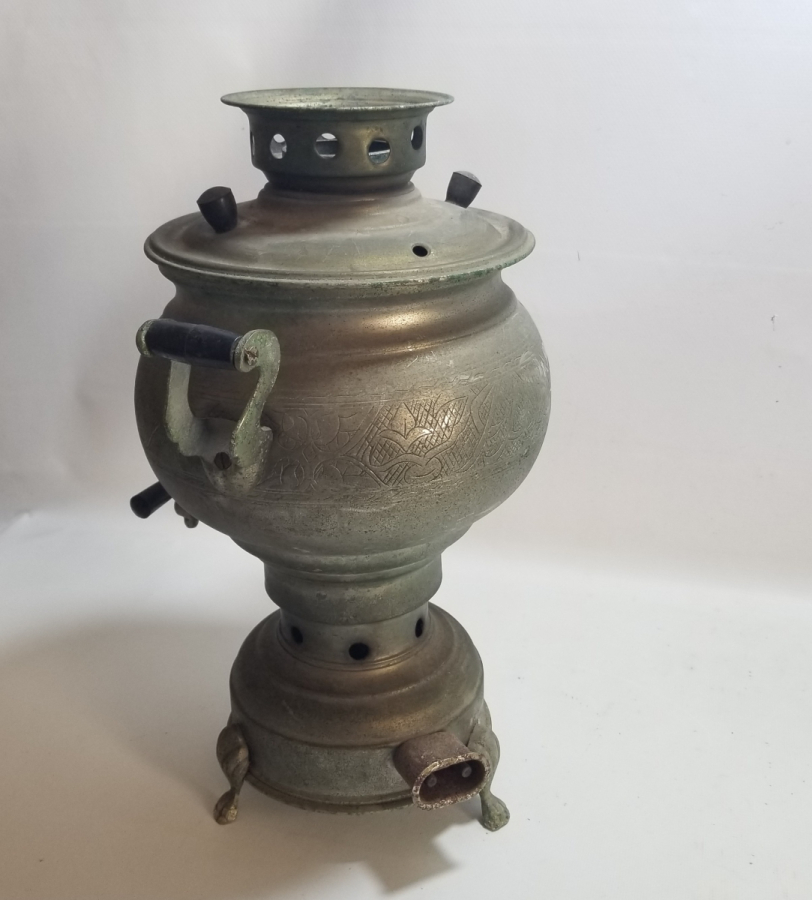 ÜZERİ AYETLERLE DEKORLU ANTİKA SEMAVER