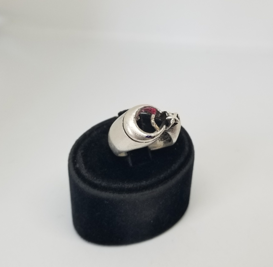 AY YILDIZ FİGÜRLÜ GÜMÜŞ YÜZÜK