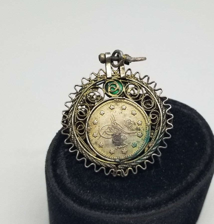 ABDÜLHAMİD HAN GÜMÜŞ PARALI OSMANLI DÖNEMİ GÜHERSE İŞÇİLİKLİ KOLYE