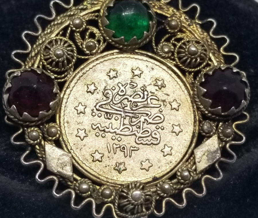 ABDÜLHAMİD HAN GÜMÜŞ PARALI OSMANLI DÖNEMİ GÜHERSE İŞÇİLİKLİ KOLYE