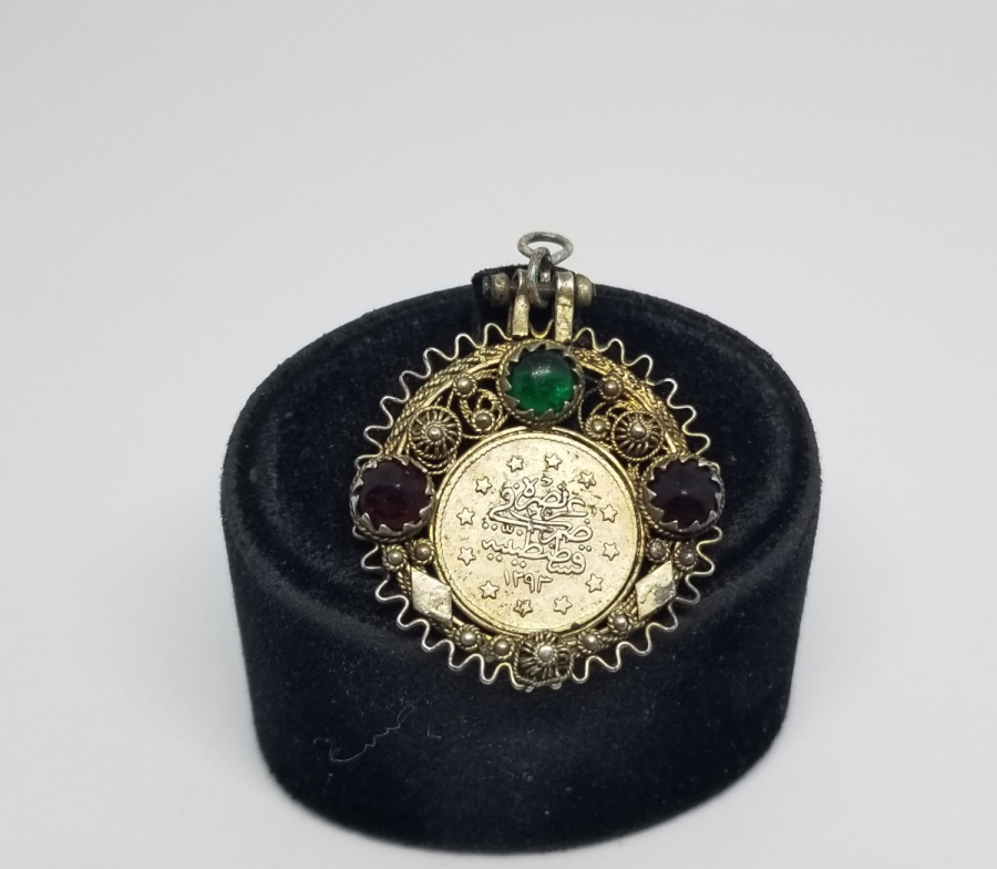 ABDÜLHAMİD HAN GÜMÜŞ PARALI OSMANLI DÖNEMİ GÜHERSE İŞÇİLİKLİ KOLYE
