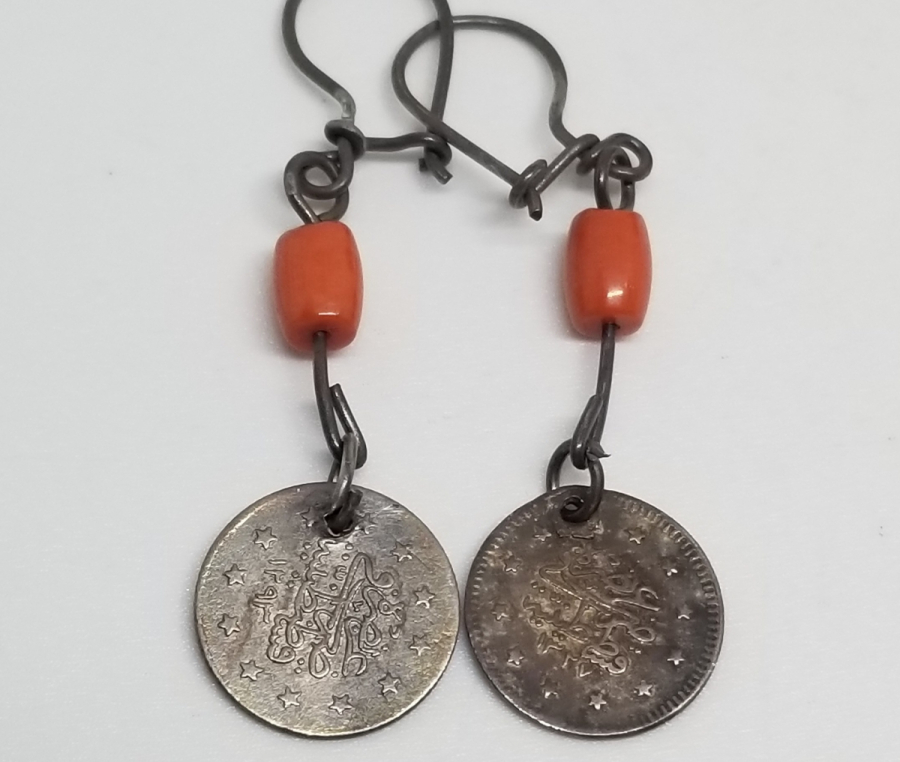 MERCANLI VE OSMANLI PARALI ÖZEL YAPIM GÜMÜŞ KÜPE