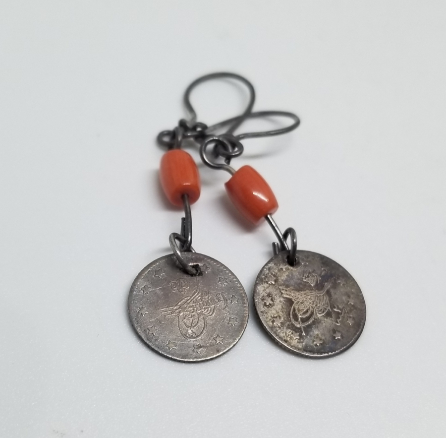 MERCANLI VE OSMANLI PARALI ÖZEL YAPIM GÜMÜŞ KÜPE