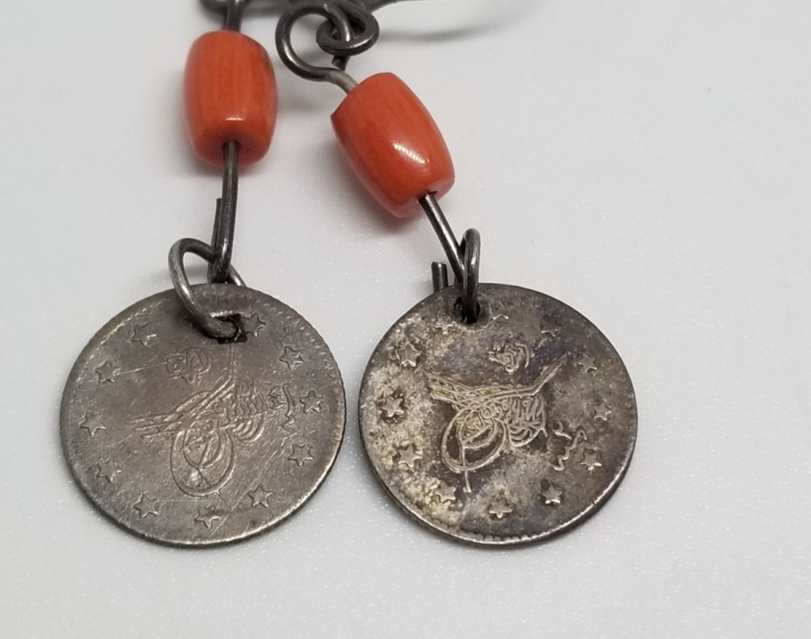 MERCANLI VE OSMANLI PARALI ÖZEL YAPIM GÜMÜŞ KÜPE