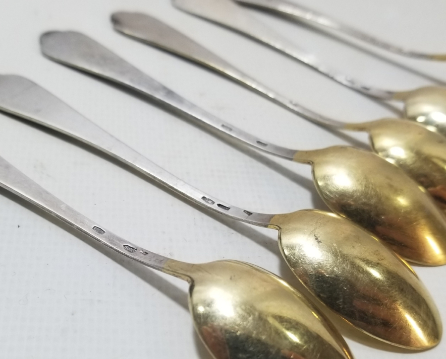 ÜZERİ ALTIN VERMEYLİ ANTİKA SAVATLI GÜMÜŞ RUS TATLI KAŞIĞI TAKIMI