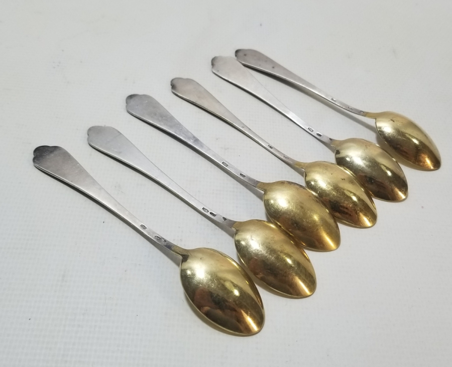 ÜZERİ ALTIN VERMEYLİ ANTİKA SAVATLI GÜMÜŞ RUS TATLI KAŞIĞI TAKIMI