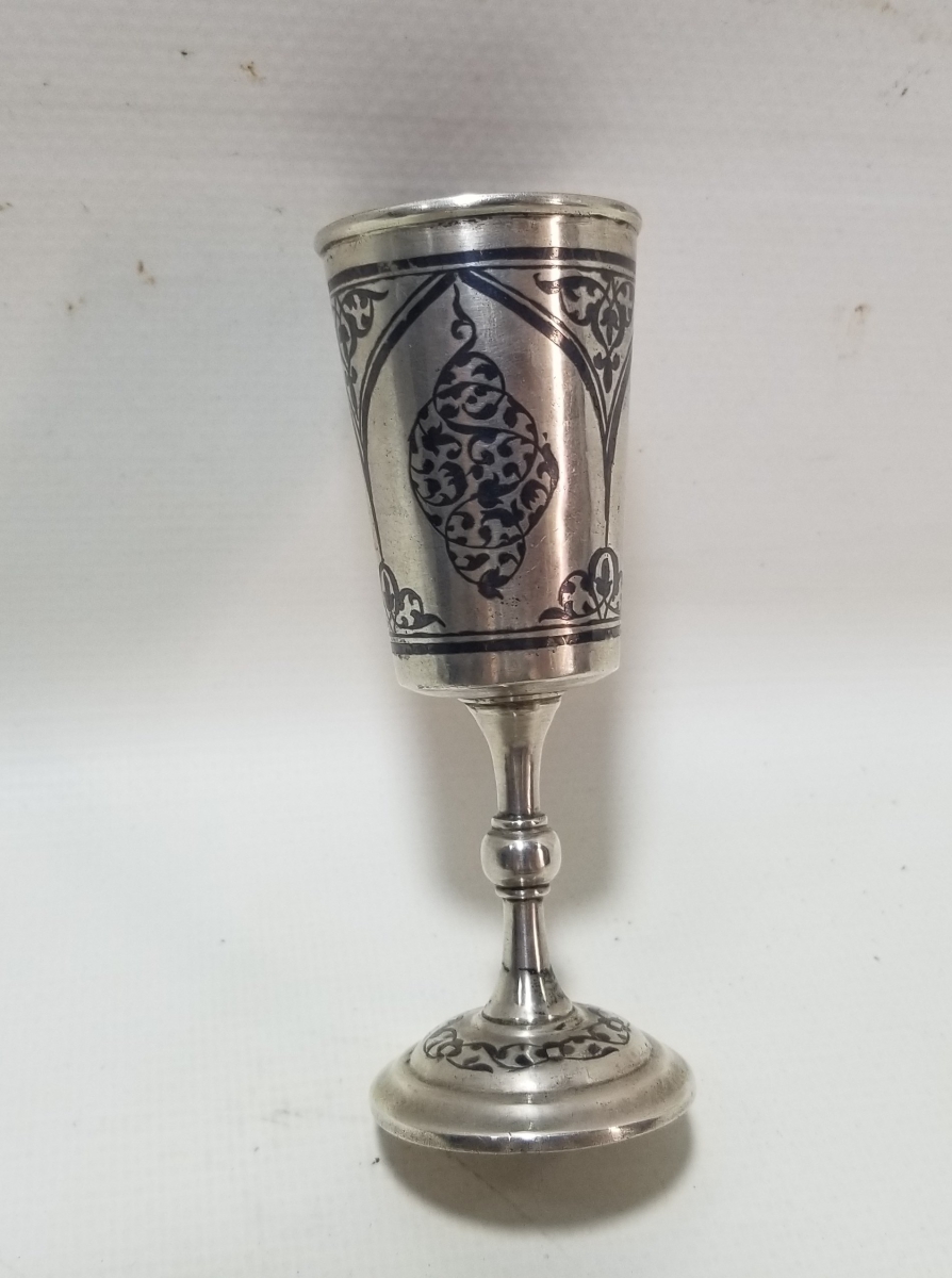 ANTİKA GÜMÜŞ SAVATLI RUS KADEH