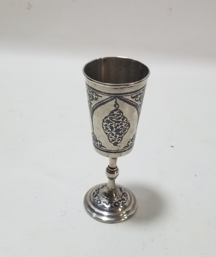 ANTİKA GÜMÜŞ SAVATLI RUS KADEH