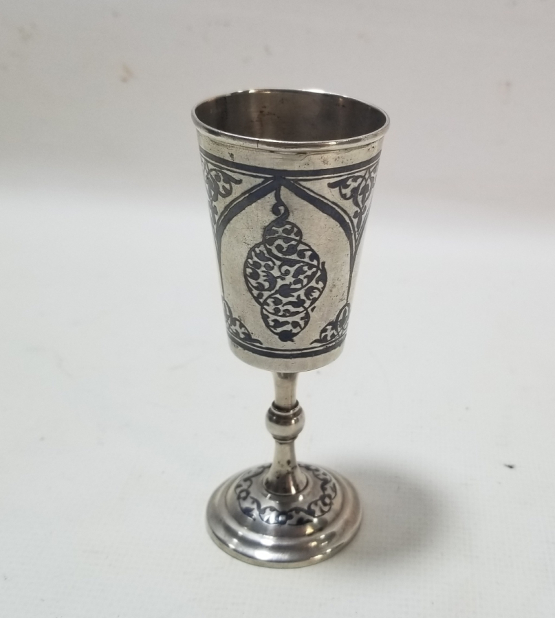 ANTİKA GÜMÜŞ SAVATLI RUS KADEH