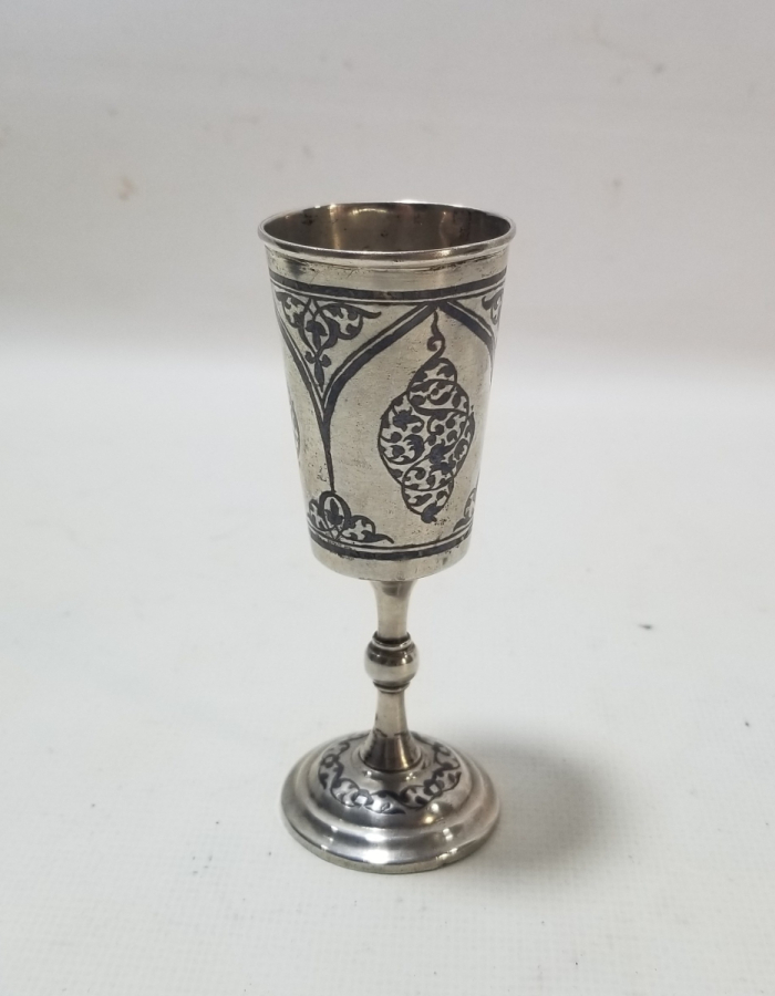 ANTİKA GÜMÜŞ SAVATLI RUS KADEH