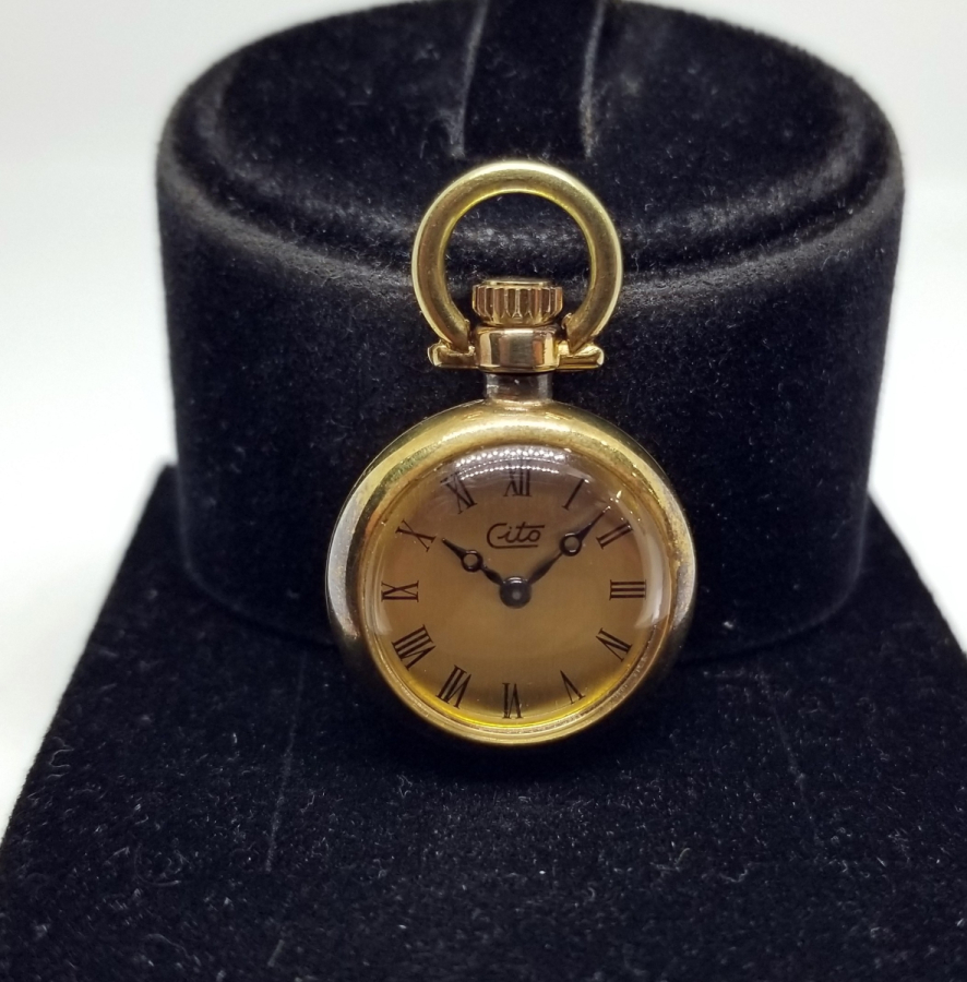 ALTIN KAPLAMA ZENNE BOY ANTİKA KURMALI CEP SAATİ