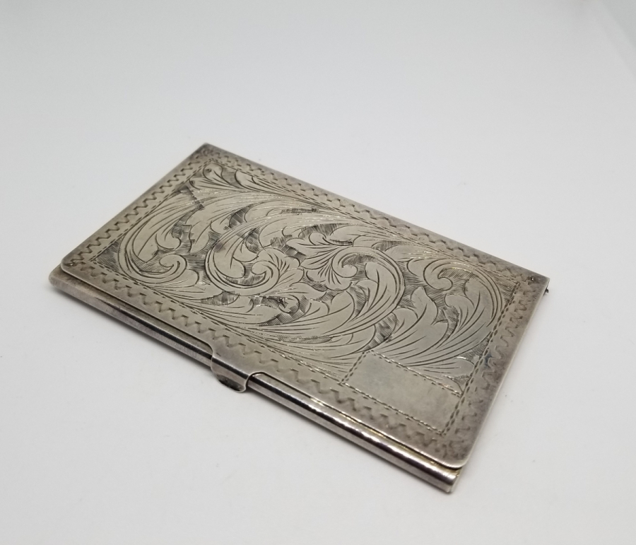 KALEM İŞÇİLİKLİ ANTİKA GÜMÜŞ KARTVİZİTLİK