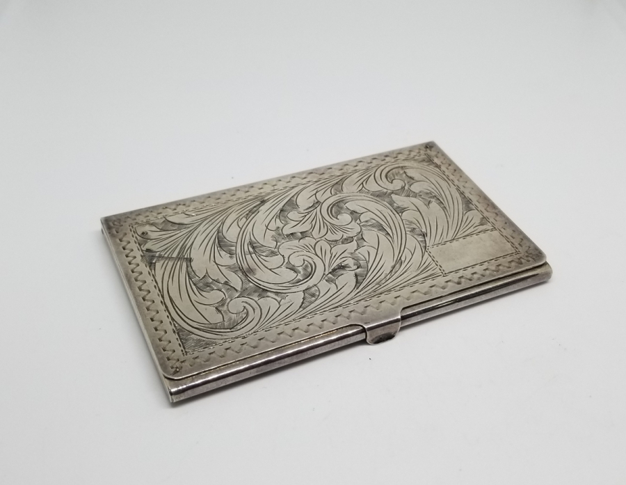 KALEM İŞÇİLİKLİ ANTİKA GÜMÜŞ KARTVİZİTLİK