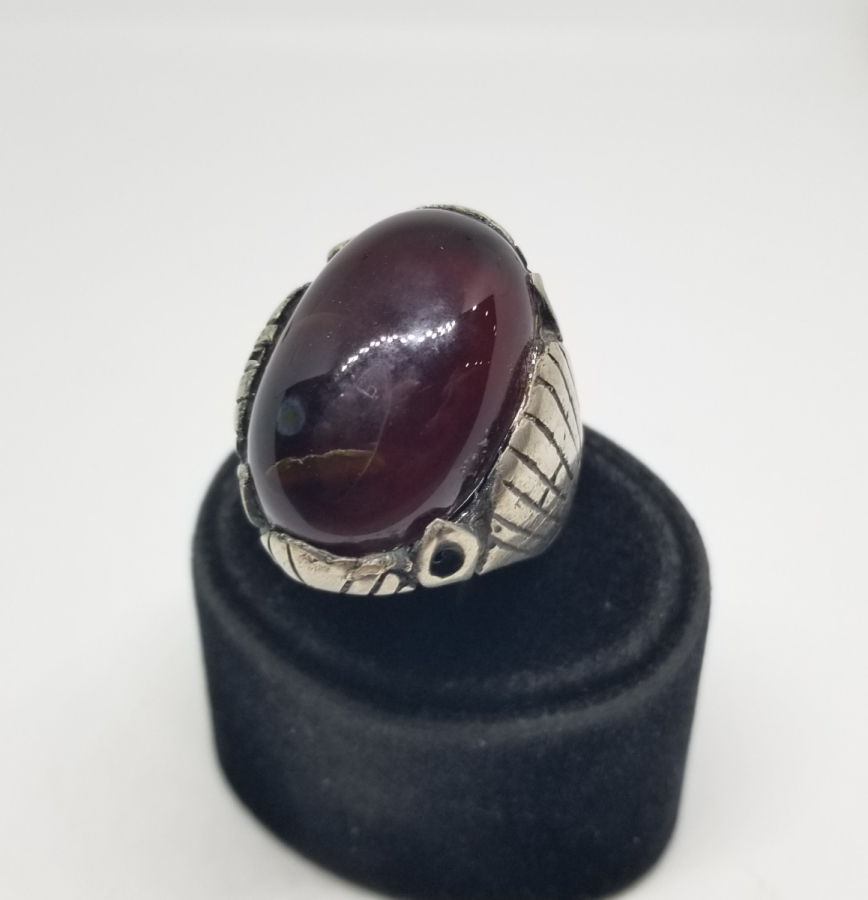 ÖZEL YAPIM SİYAH AKİK TAŞLI GÜMÜŞ YÜZÜK