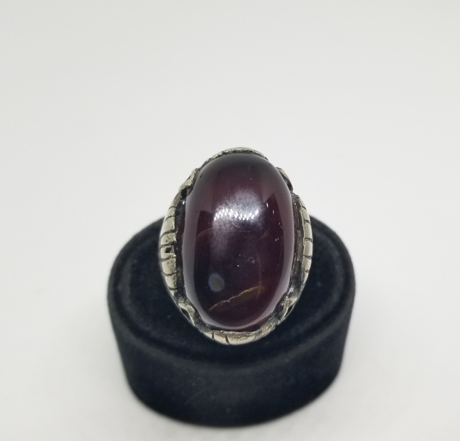 ÖZEL YAPIM SİYAH AKİK TAŞLI GÜMÜŞ YÜZÜK