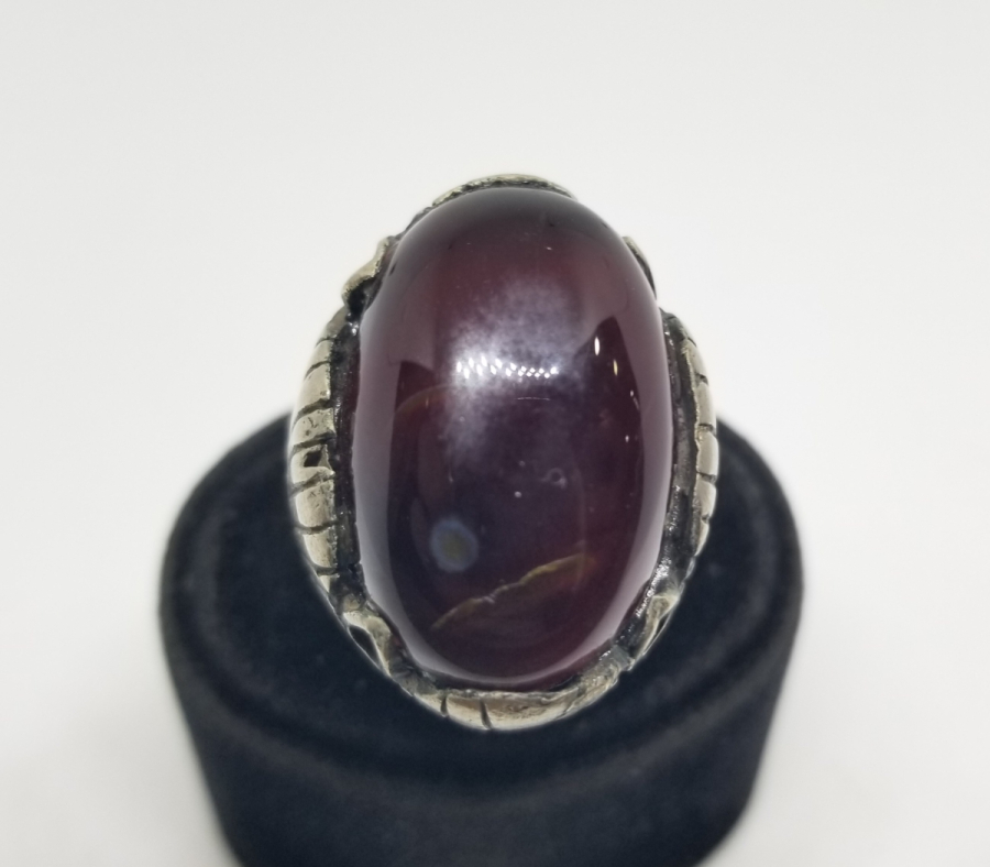 ÖZEL YAPIM SİYAH AKİK TAŞLI GÜMÜŞ YÜZÜK