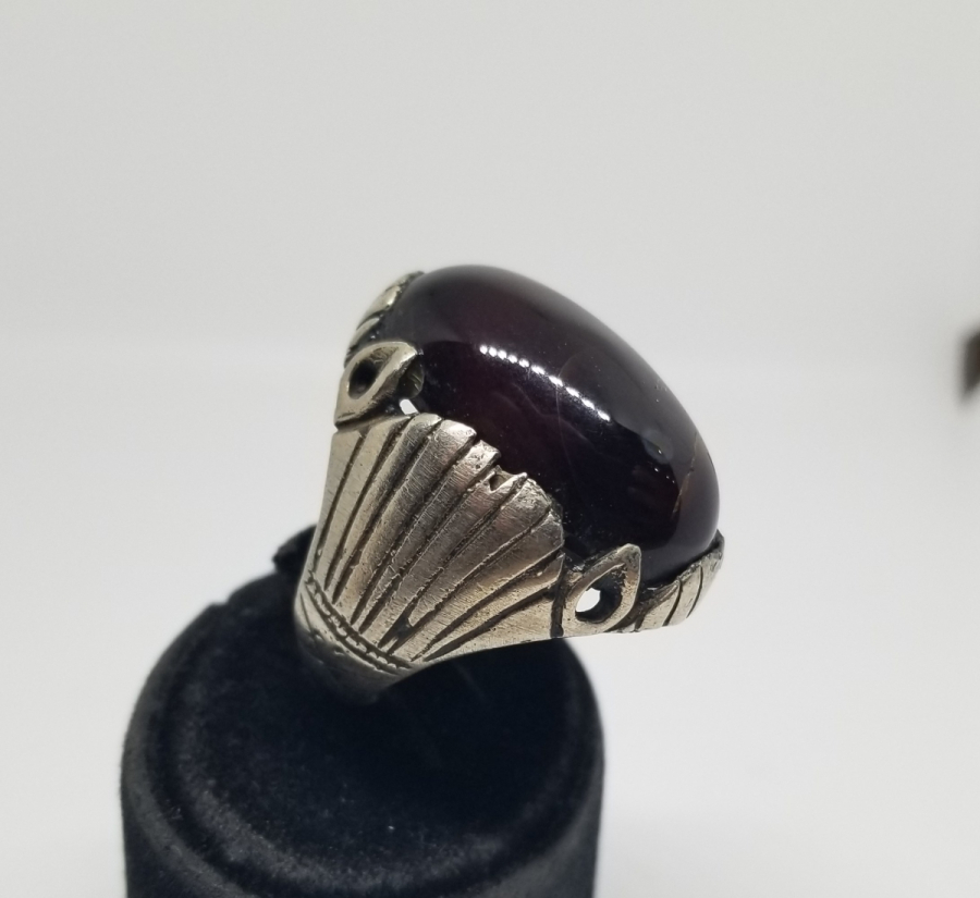 ÖZEL YAPIM SİYAH AKİK TAŞLI GÜMÜŞ YÜZÜK