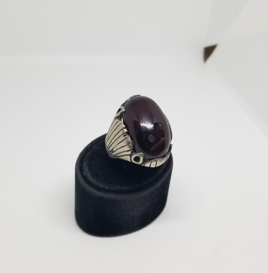 ÖZEL YAPIM SİYAH AKİK TAŞLI GÜMÜŞ YÜZÜK