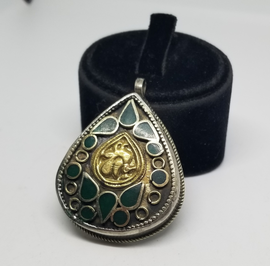 ARMUDİ FORMDA TÜRKMEN İŞİ ANTİKA KOLYE