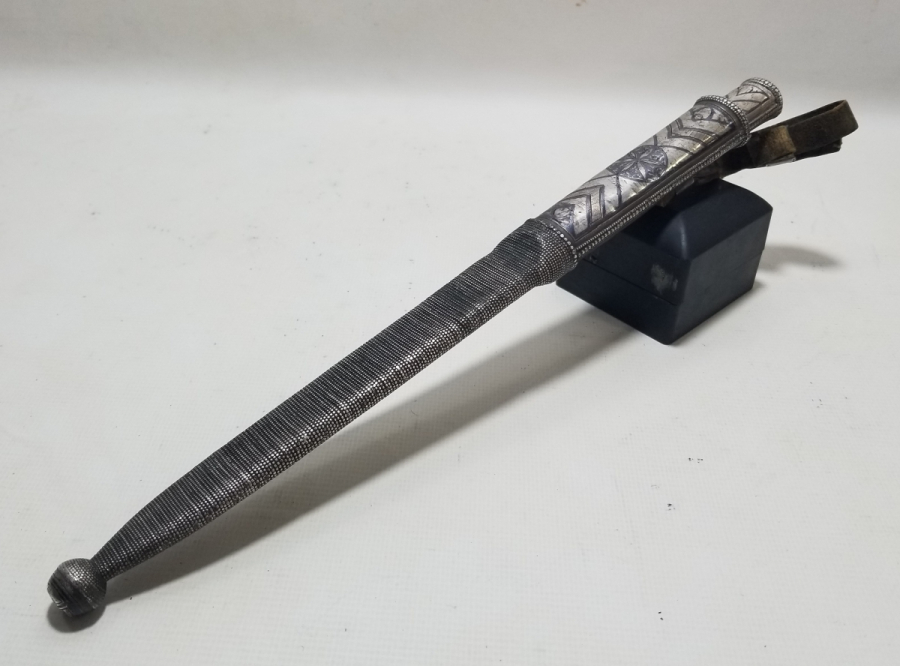 İÇİNDE GUBAR-I ŞERİF BULUNAN ÇOK NADİR SAVATLI GÜMÜŞ KUŞAK KAMASI