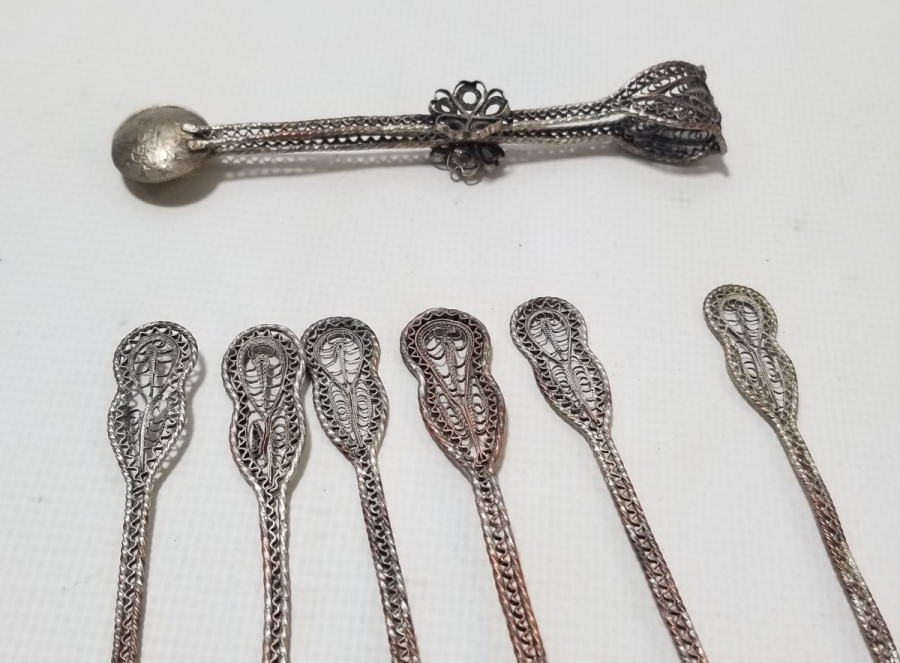 UÇLARINDA OSMANLI PARASI BULUNAN OSMANLI DÖNEMİ GÜMÜŞ ÇAY KAŞIĞI TAKIMI