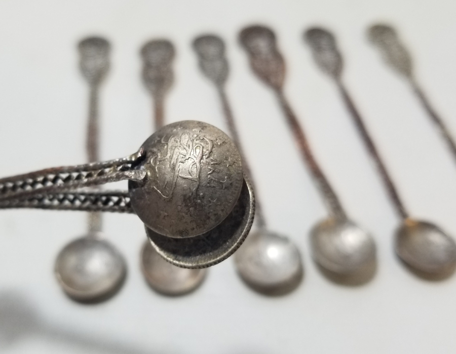 UÇLARINDA OSMANLI PARASI BULUNAN OSMANLI DÖNEMİ GÜMÜŞ ÇAY KAŞIĞI TAKIMI