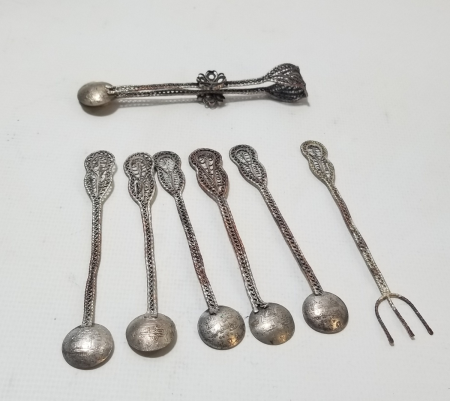 UÇLARINDA OSMANLI PARASI BULUNAN OSMANLI DÖNEMİ GÜMÜŞ ÇAY KAŞIĞI TAKIMI