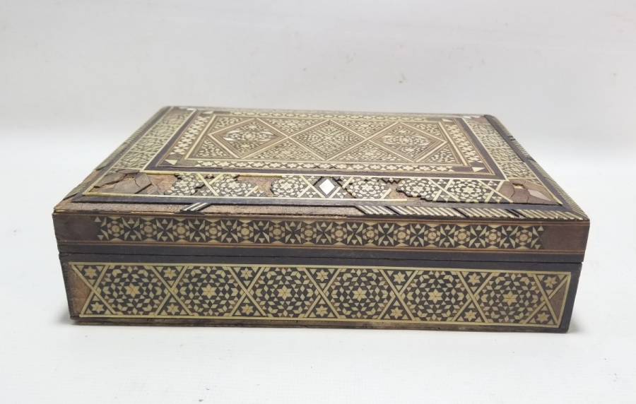 OSMANLI DÖNEMİ MARKUTERİ İŞÇİLİKLİ EL YAPIMI BÜYÜK BOY KUTU