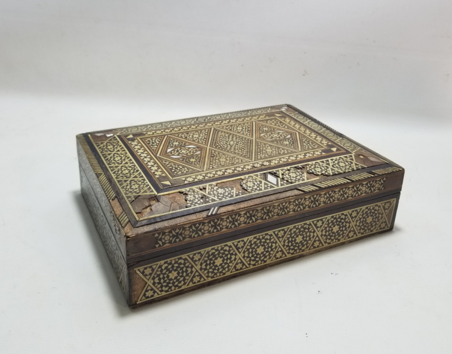 OSMANLI DÖNEMİ MARKUTERİ İŞÇİLİKLİ EL YAPIMI BÜYÜK BOY KUTU
