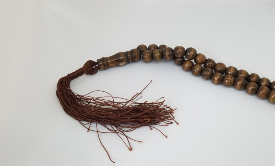 İÇİNDE KABE-İ ŞERİF GÖRSELİ BULUNAN MİKRO FOTOĞRAFLI OSMANLI DÖNEMİ AHŞAP NAMAZ TESPİHİ