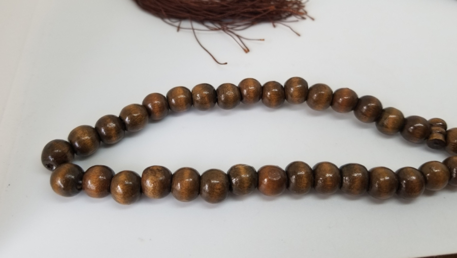 İÇİNDE KABE-İ ŞERİF GÖRSELİ BULUNAN MİKRO FOTOĞRAFLI OSMANLI DÖNEMİ AHŞAP NAMAZ TESPİHİ