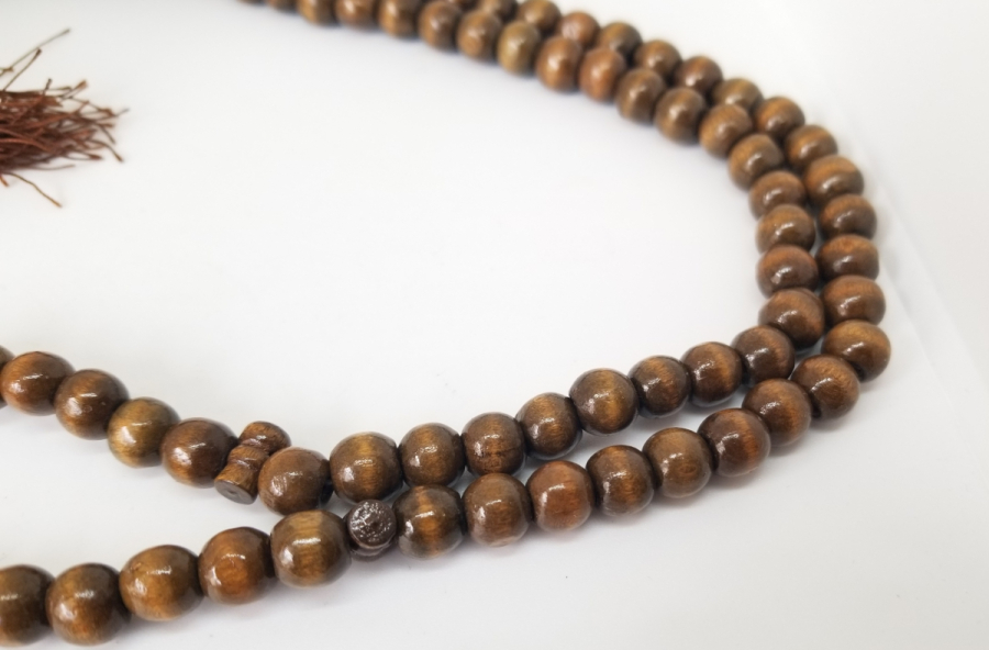 İÇİNDE KABE-İ ŞERİF GÖRSELİ BULUNAN MİKRO FOTOĞRAFLI OSMANLI DÖNEMİ AHŞAP NAMAZ TESPİHİ