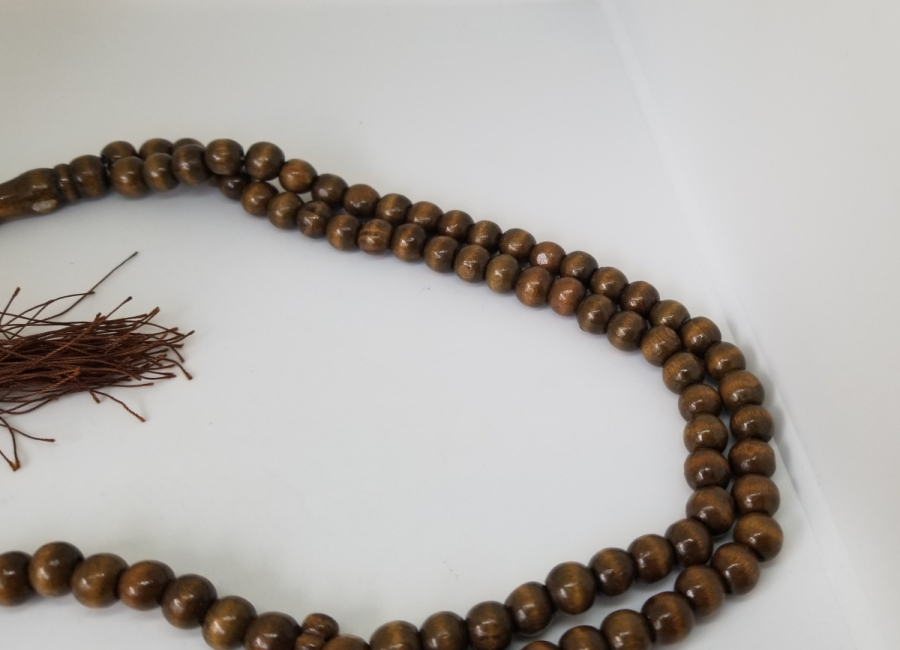 İÇİNDE KABE-İ ŞERİF GÖRSELİ BULUNAN MİKRO FOTOĞRAFLI OSMANLI DÖNEMİ AHŞAP NAMAZ TESPİHİ