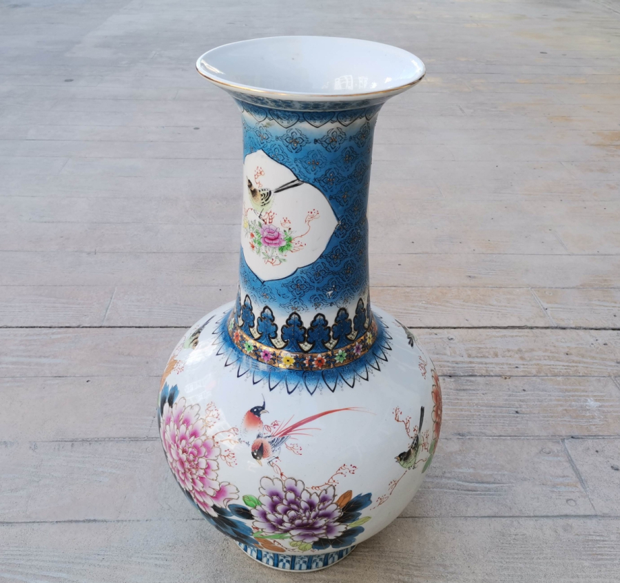 EL BOYAMA BÜYÜK BOY ANTİKA PORSELEN VAZO